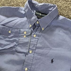 Ralph Lauren Shirt Mens 18 36/37 Blue Classic Fit Button Down Long Sleeve READ!!